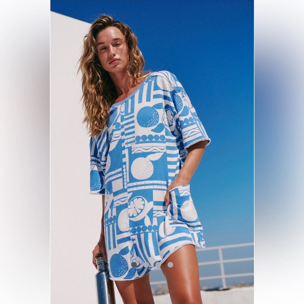 NWT FP MOVEMENT BY FREE PEOPLE HOT SHOT PRINTED TEE ROMPER